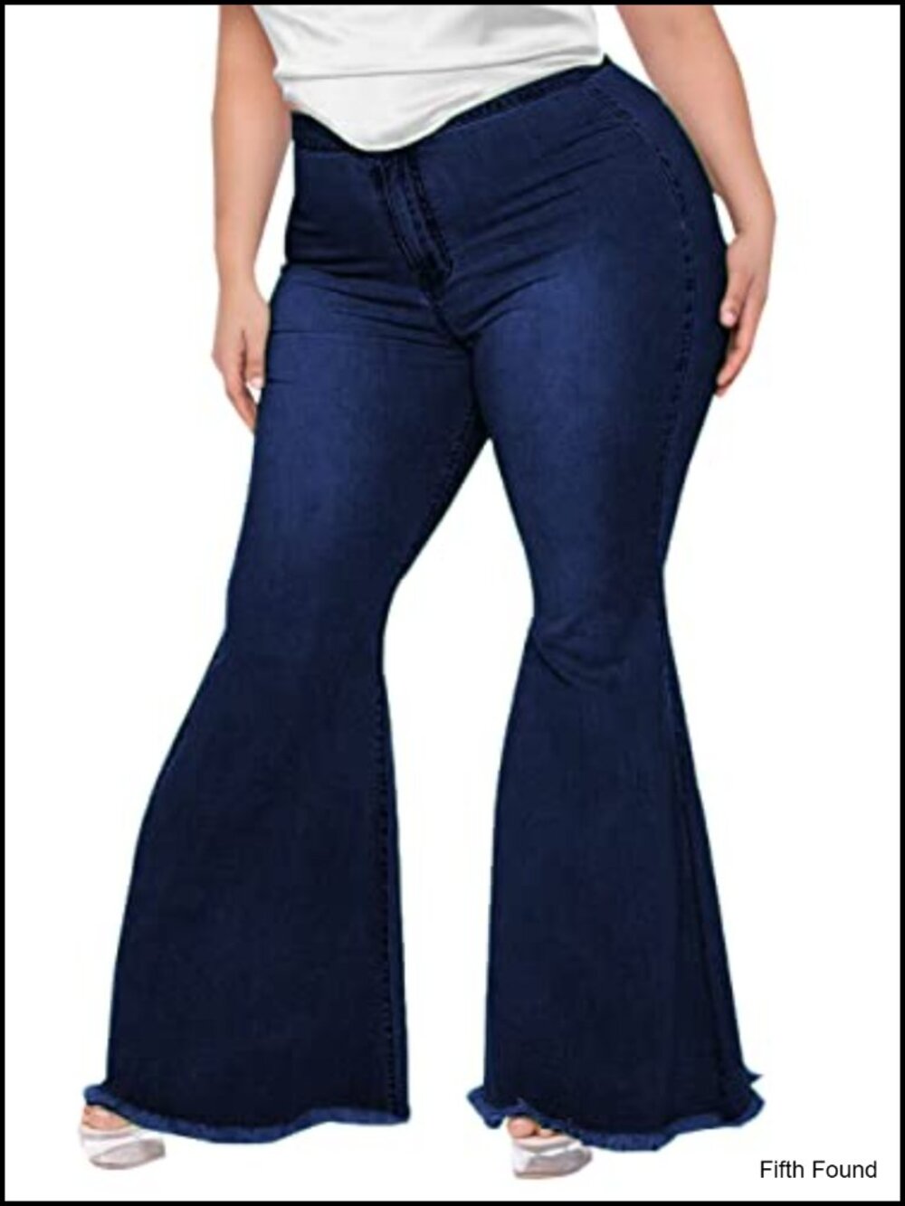 Plus Size Bell Bottom Jeans High Waisted Flared Denim Pants